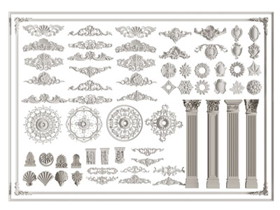 欧式雕花装饰构件 罗马柱子 柱托 石膏线3d模型 欧式雕花装饰构件 罗马柱子 柱托 石膏线