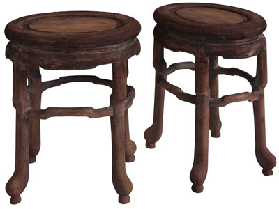 新中式实木圆凳子 花架 角几