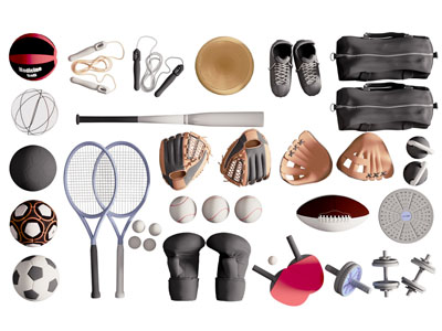 现代篮球 棒球手套 哑铃 网球体育设备3d模型 现代篮球 棒球手套 哑铃 网球体育设备