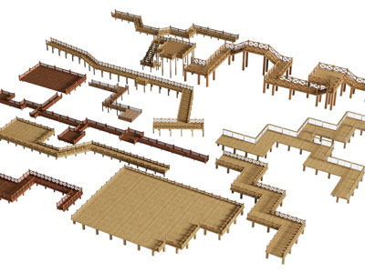 新中式实木景观园林木桥 木栈道 观景水平台3d模型 新中式实木景观园林木桥 木栈道 观景水平台