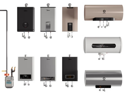 现代电热水器 燃气热水器 天然气阀门开关3d模型 现代电热水器 燃气热水器 天然气阀门开关