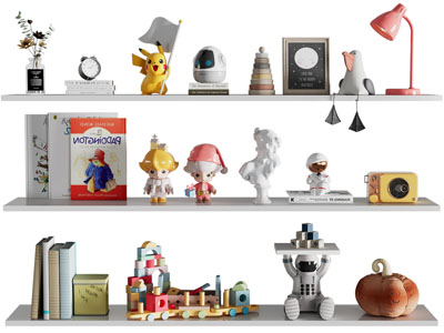 现代书籍 玩偶 台灯摆件组合