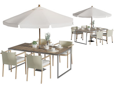新中式户外遮阳伞 餐桌椅组合