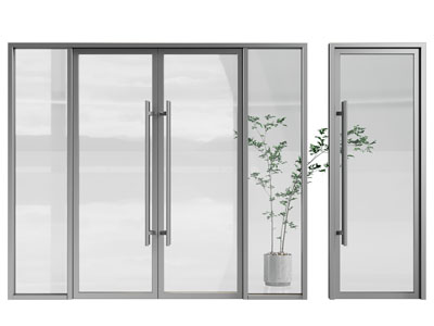现代玻璃双开门 大门 平开门