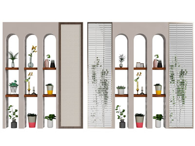 侘寂风装饰隔断柜 花瓶花卉