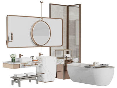 现代浴缸 洗手台 卫浴镜 卫浴小件