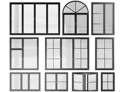 法式黑色边框的平开窗户