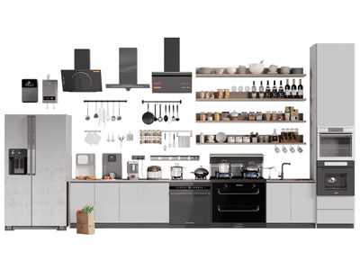 现代冰箱 抽油烟机 集成灶 厨具组合 厨房电器3d模型 现代冰箱 抽油烟机 集成灶 厨具组合 厨房电器
