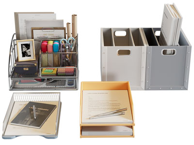 现代办公文件收纳盒 文具收纳架