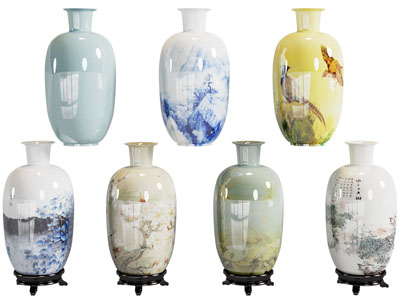 新中式陶瓷器皿摆件组合