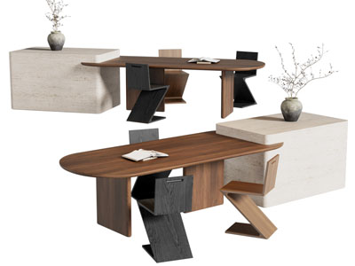 侘寂风餐桌椅组合