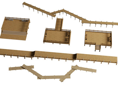 现代木平台 景观栈道 木桥3d模型 现代木平台 景观栈道 木桥