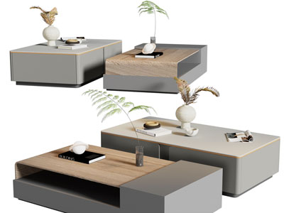 现代长方形茶几3d模型 现代长方形茶几