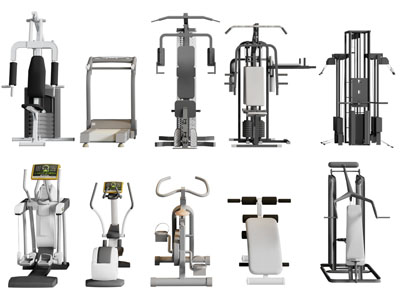 现代跑步机 多功能训练器 健身器材3d模型 现代跑步机 多功能训练器 健身器材
