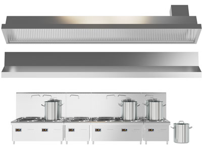 现代不锈钢抽油烟机 灶台后厨设备3d模型 现代不锈钢抽油烟机 灶台后厨设备