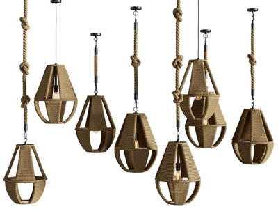 工业风loft绳编吊灯