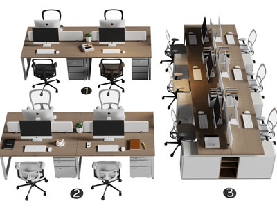 现代多人位办公桌椅组合