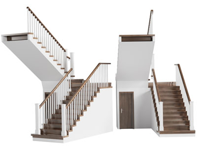 现代带存储间的实木转角楼梯3d模型 现代带存储间的实木转角楼梯
