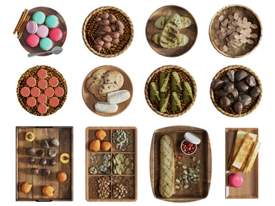 现代点心 面包 坚果 水果食物