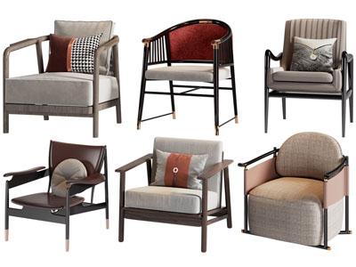 新中式休闲椅子 单人沙发