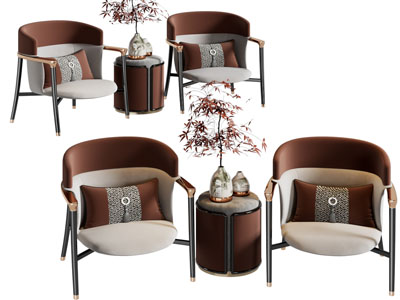 新中式休闲椅子 边几