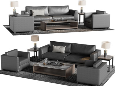 现代双人 单人沙发和茶几组合