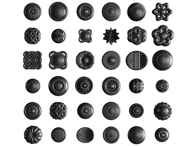 欧式雕花金属拉手3d模型 欧式雕花金属拉手