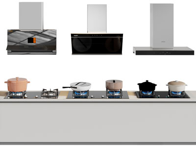 现代抽油烟机 燃气灶 锅具3d模型 现代抽油烟机 燃气灶 锅具