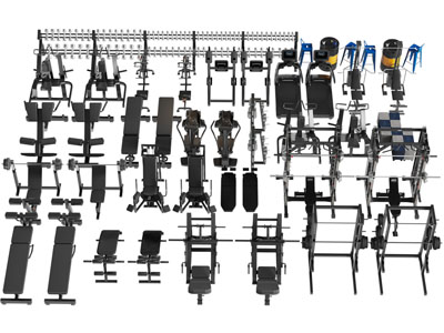 现代跑步机 举重器 多功能训练器 健身器材 体育设备3d模型 现代跑步机 举重器 多功能训练器 健身器材 体育设备