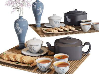 新中式茶具杯子 点心 花瓶摆件