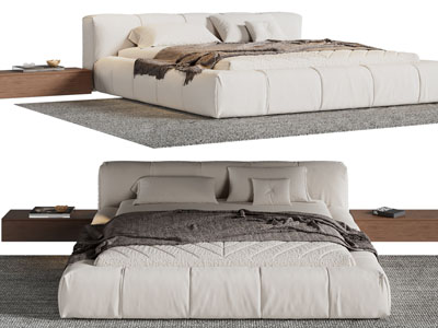 现代布艺双人床