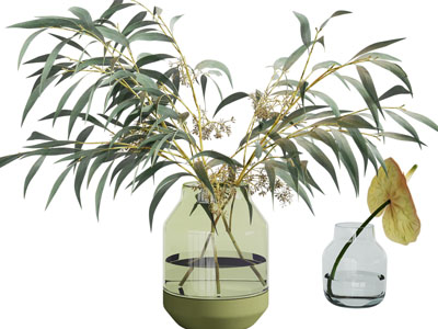 现代玻璃花瓶花卉