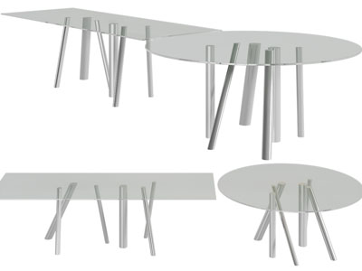 现代方形 圆形玻璃茶几3d模型 现代方形 圆形玻璃茶几