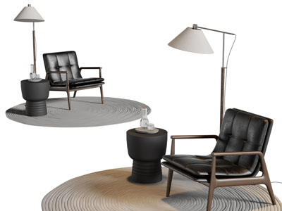 现代休闲椅子 边几 落地灯