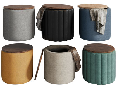 现代可收纳的圆凳子、沙发凳子