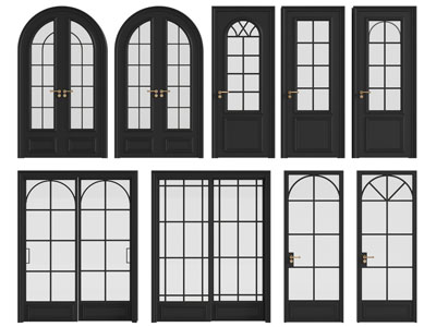 法式实木边框玻璃平开门 推拉门