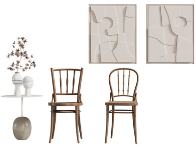 北欧实木休闲椅子 餐椅 装饰挂画
