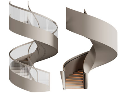 现代旋转楼梯 转角楼梯3d模型 现代旋转楼梯 转角楼梯