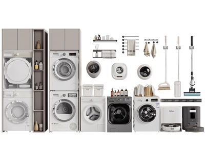 现代洗衣机收纳柜 扫地机 毛巾架