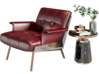 现代休闲椅子 边几