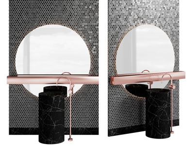 现代立式洗手台 背景墙