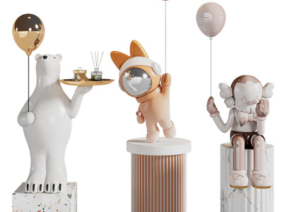 现代宇航员 Kaws公仔 雕塑雕刻摆件组合