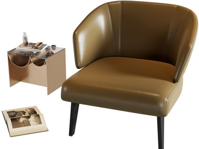 现代休闲椅子 边几