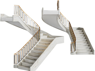 新中式转角 旋转楼梯3d模型 新中式转角 旋转楼梯