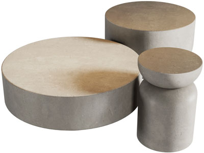 侘寂风水泥质感的拼接茶几 边几3d模型 侘寂风水泥质感的拼接茶几 边几