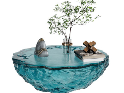 现代玻璃水纹茶几3d模型 现代玻璃水纹茶几