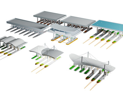 现代高速公路出入口 收费站3d模型 现代高速公路出入口 收费站