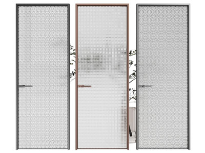现代花纹玻璃平开门