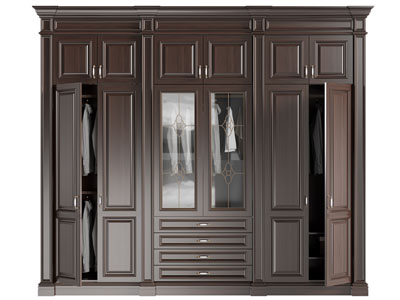 美式实木衣柜3d模型 美式实木衣柜