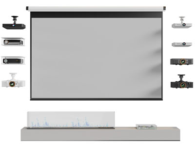 现代投影仪 投影幕布 壁炉电视柜3d模型 现代投影仪 投影幕布 壁炉电视柜